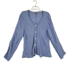Flax Women's Button Down Lagenlook  100% Linen  Blue size Large